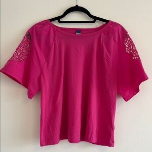 Pink Women's Top with Lace Sleeves